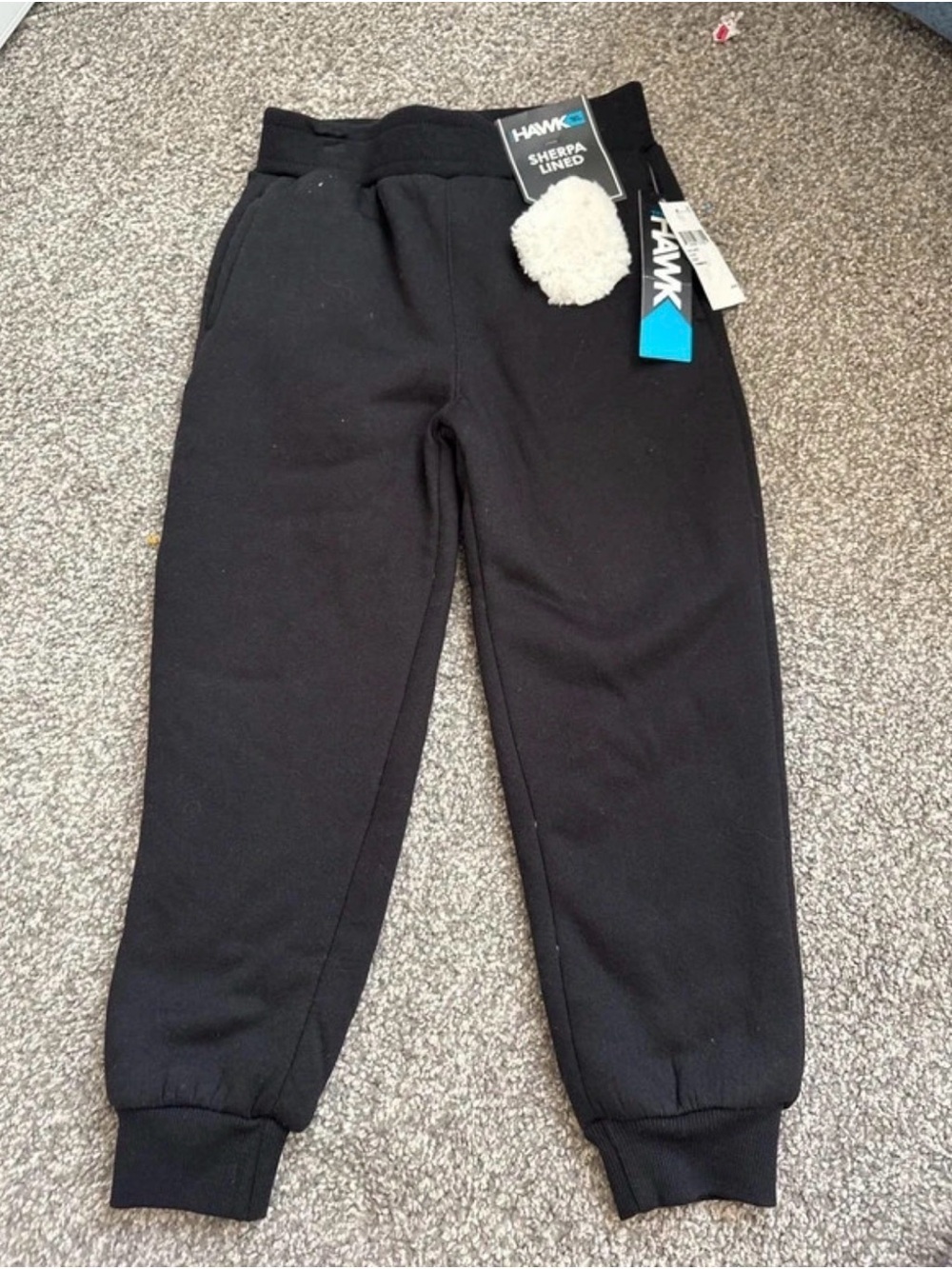 Tony Hawk Black Sherpa-Lined Kids Joggers with Pom Detail